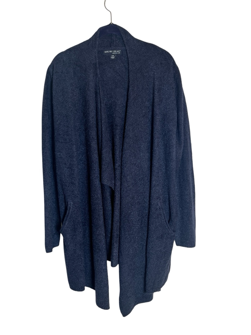 Barefoot Dreams Cozychic Lite Navy Open-Front Draped Cardigan, S/M